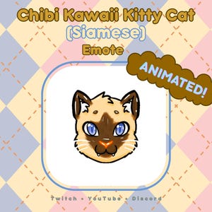 Kitty Cat (Siamese) Chibi Kawaii Animated Spinning Emote - YouTube, Twitch, Discord GIF + PNG files