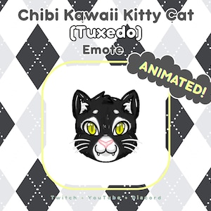 Kitty Cat (Tuxedo) Chibi Kawaii Animated Spinning Emote - YouTube, Twitch, Discord GIF + PNG files