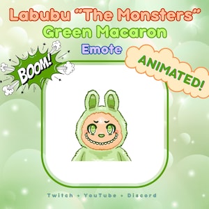 Labubu &quot;The Monsters&quot; Green Macaron Animated Emote - YouTube, Twitch, Discord GIF + PNG files