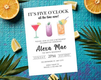 Tropical Retirement Party Invitation – Fun Cocktail Celebration Invite