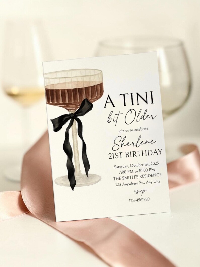Invitación de Martini para 21 cumpleaños, plantilla editable (descarga digital) imagen 3
