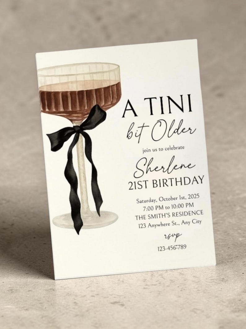 Invitación de Martini para 21 cumpleaños, plantilla editable (descarga digital) imagen 2