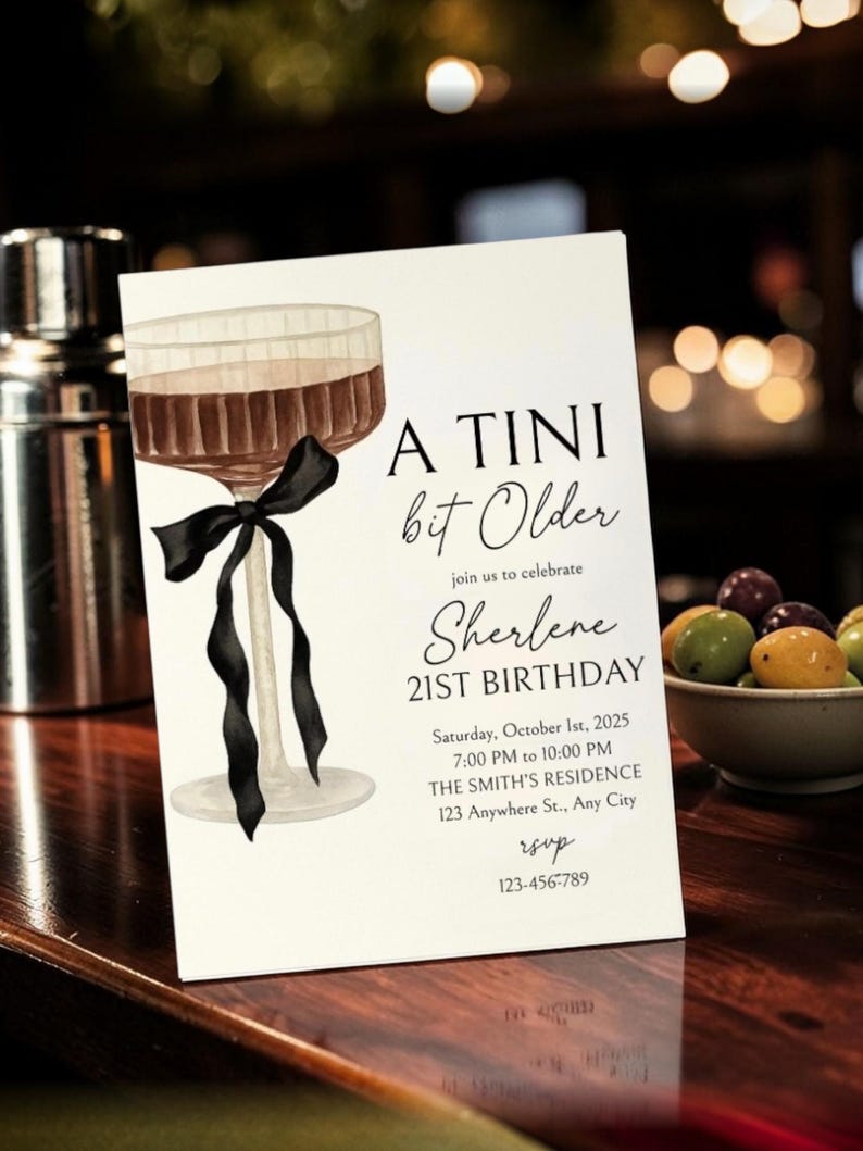 Invitación de Martini para 21 cumpleaños, plantilla editable (descarga digital) imagen 4