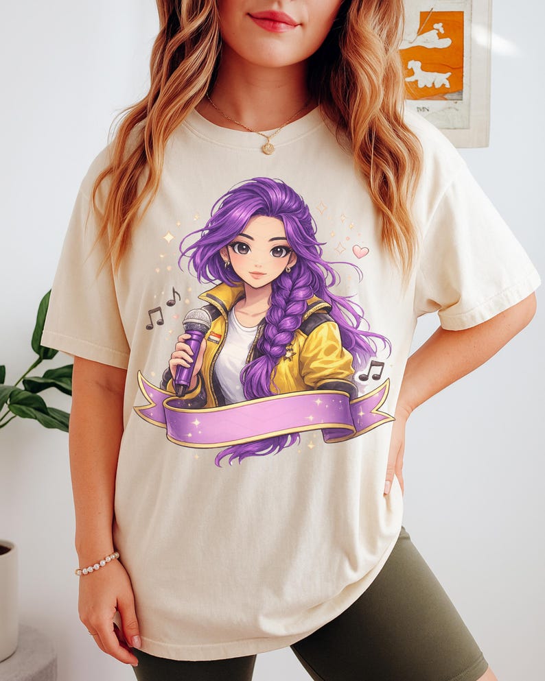 Kpop Idol Girl PNG, Anime Singer Clipart, Purple Hair Chibi Style, Cute ...