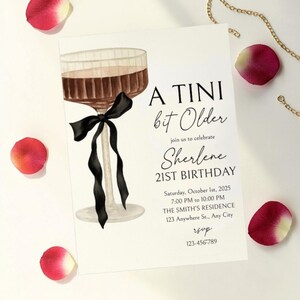 Invitación de Martini para 21 cumpleaños, plantilla editable (descarga digital) imagen 1
