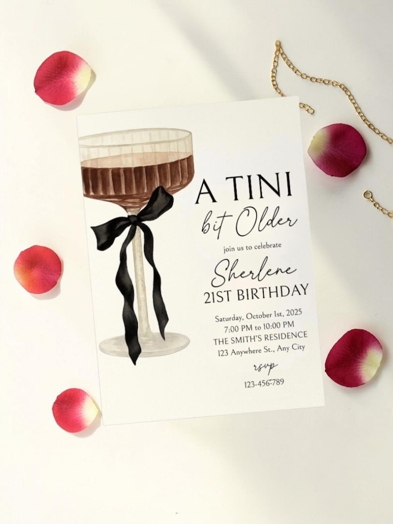 Invitación de Martini para 21 cumpleaños, plantilla editable (descarga digital) imagen 1