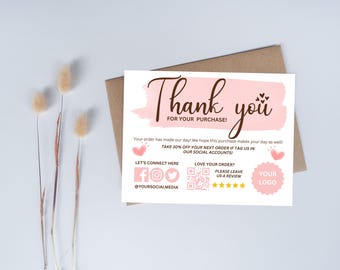 Custom Thank You Cards, Personalized Purchase Cards, Small Business Notes