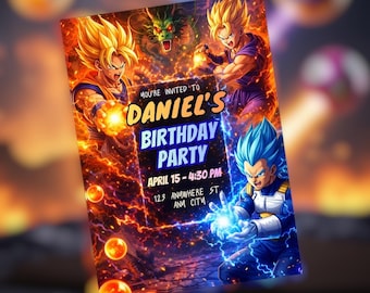 Super Saiyan Birthday Invitation – Dragon Ball Z Party Template