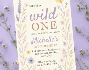 Editable Wild One Birthday Invitation • Floral First Birthday Template (Digital Download)