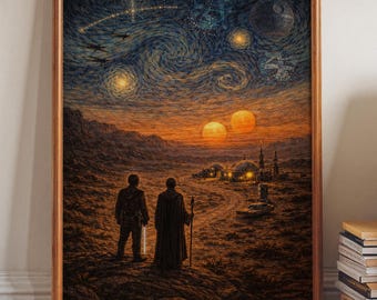 Movie Starry Night Wall Art Print, Galactic City Night Sky Poster, Sci Fi Movie Wall Decor, Space Art, Gamer Room Decor