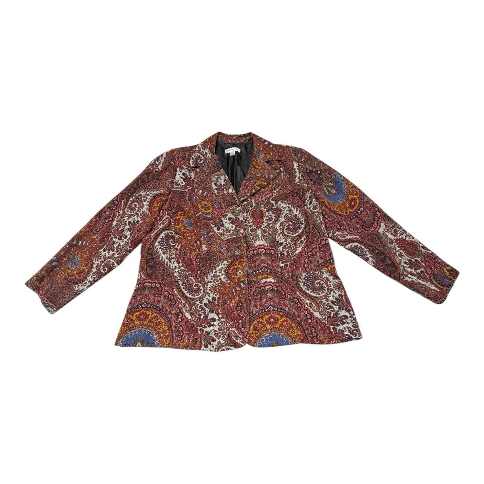 Blazer Femme Coldwater Creek - Taille S, Couleur Orange - Fabriqué En Inde - Occasion Très Bon état