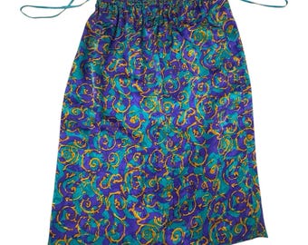Vintage 80's Adrianna Papell Size 10 100% Blue Silk Blazer Skirt Set 2 Piece