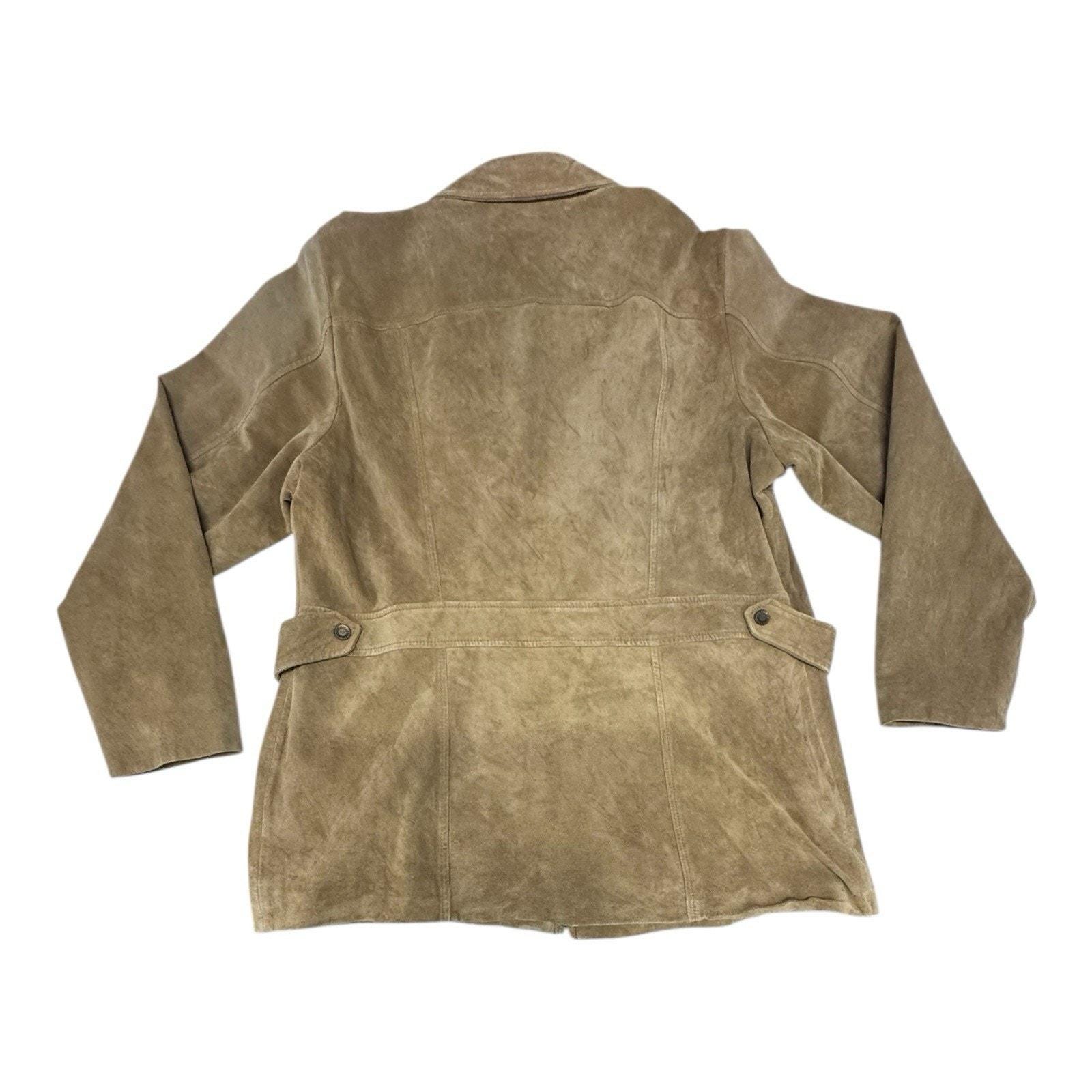 Veste Vintage Eddie Bauer En Daim/cuir Marron - Taille L Tall Pour Femme, Occasion TB