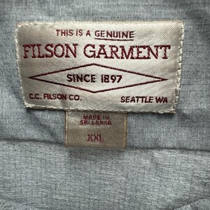 Vintage Filson Garment Button Up XXL Gray Short Sleeve Polyester Nylon Casual image 2