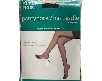Greenbrier Pantyhose Black Queen Size Day Sheer Reinforced Toe Two Pair