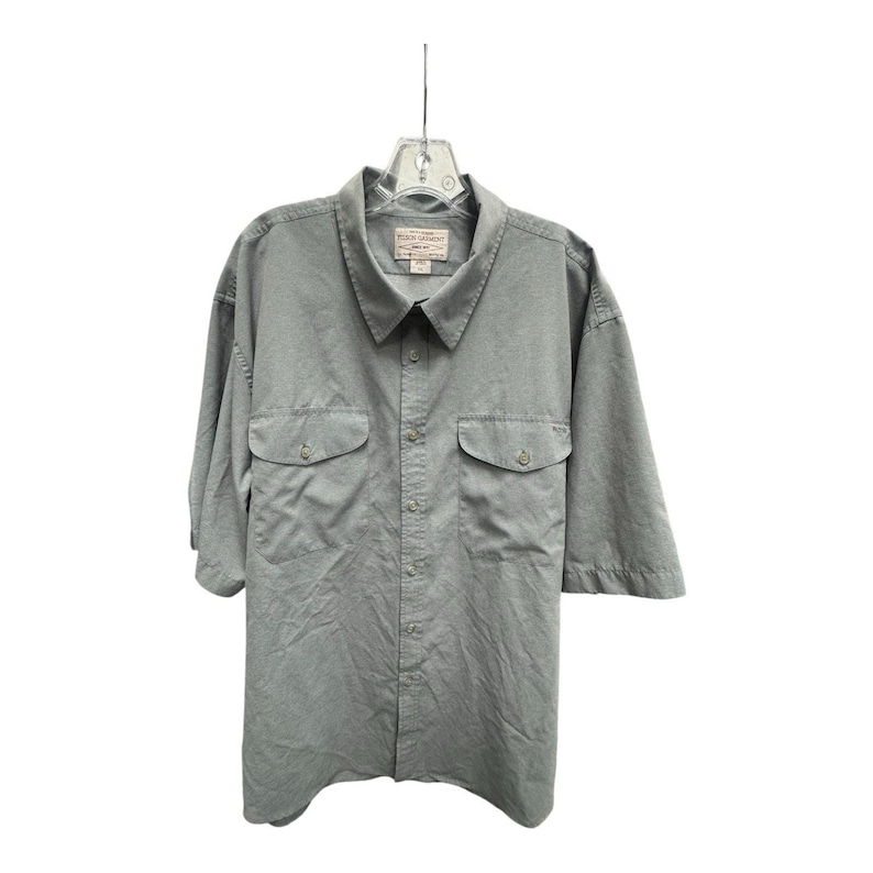 Vintage Filson Garment Button Up XXL Gray Short Sleeve Polyester Nylon Casual image 1