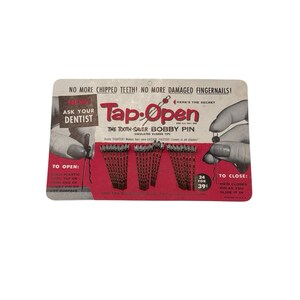 Vintage New Era Enterprises Tap Open The Tooth Saver Bobby Pin 24 Pack