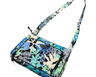 Vera Bradley Camofloral Blue Black White Quilted Crossbody Bag