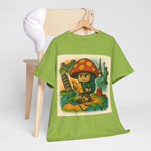 Chemise champignon aventureux - T-shirt de voyage amusant pour les joueurs, conception de carte rétro, t-shirt cadeau en coton unisexe
