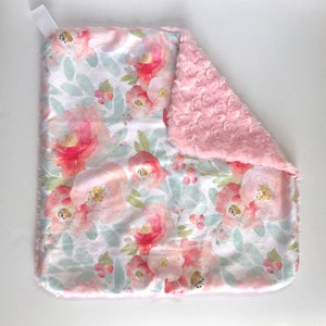 Floral lovey, Security Blanket, lovey, New Mom, Newborn Gift, Baby Girl Nursery, Baby Girl Blanket, Baby Room, Baby Gift,pink flower blanket