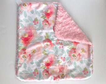 Floral lovey, Security Blanket, lovey, New Mom, Newborn Gift, Baby Girl Nursery, Baby Girl Blanket, Baby Room, Baby Gift,pink flower blanket