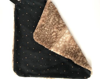 leopard lovey, security blanket, blankie, minky blankie, minky lovey, baby blankie, black and gold lovey, new baby gift, star lovey