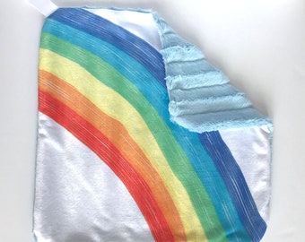 rainbow lovey, security blanket, blankie, minky blankie, minky lovey, baby blankie, rainbow blanket, new baby gift, gender neutral gift