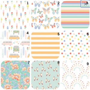 Retro summer Crib bedding, stokke sheets, rainbow fabric, summer sheets, ninna nanna bassinet, neutral crib sheet , ice cream dock a tot image 1