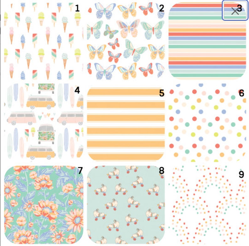 Retro summer Crib bedding, stokke sheets, rainbow fabric, summer sheets, ninna nanna bassinet, neutral crib sheet , ice cream dock a tot image 1