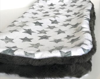 star cuddle blanket, boy blanket, minky blankie, minky lovey, baby blankie, gray and white blanket, new baby gift, modern nursery