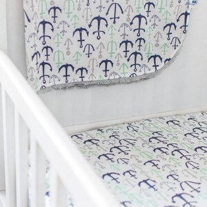 Crib sheet and blanket set, blanket and sheet set, anchor crib sheet, crib sheet gift set