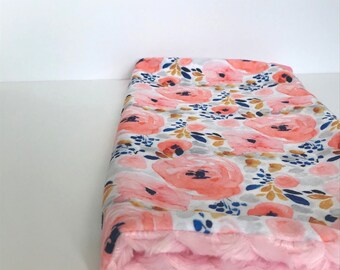 pink flower cuddle blanket, boy  blanket, minky blankie, minky lovey, baby blankie, flower lovey, new baby gift, pink  blanket,new baby girl