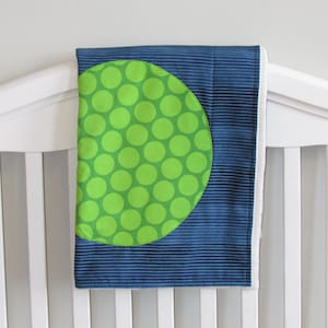 Baby boy blanket,  Minky Baby Blanket, Navy Blue and Green Polkadot blanket, boy baby blanket, toddler blanket