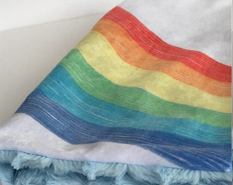 rainbow cuddle blanket, rainbow blanket, minky blankie, minky lovey, baby blankie, rainbow nursery, new baby gift, rainbow minky blanket
