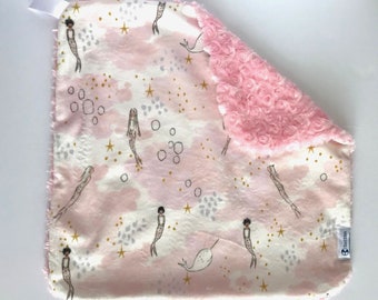 Mermaid lovey, Security Blanket, lovey, New Mom, Newborn Gift, Baby Girl Nursery, Baby Girl Blanket, Baby Room, Baby Gift, Mermaid Blanket
