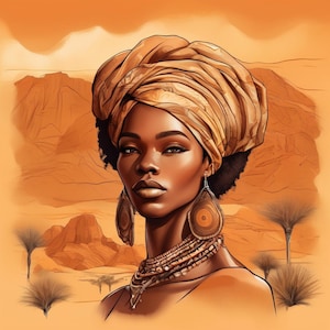 African Woman/ Femme Africaine - Art murale, Art numérique, Décoration murale, Impression, Portrait AI, Wall decor, Wall art
