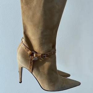 Vintage Gianni Versace Suede Harness Boots – Italian Designer Archive, Size 37