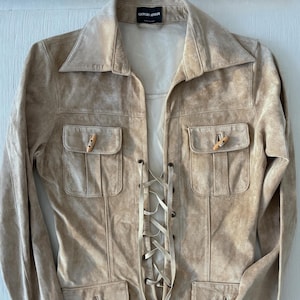 Vintage Giorgio Armani Suede Lace Up Safari Jacket XS  Made in Italy