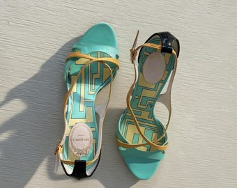 Sandali vintage in pelle Emilio Pucci, archivio italiano, taglia EU 36.5