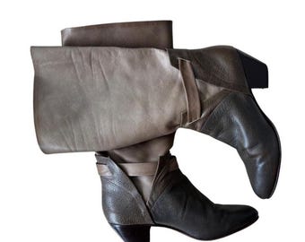 Vintage Slouchy Leather Boots – Made in Greece – Size 9