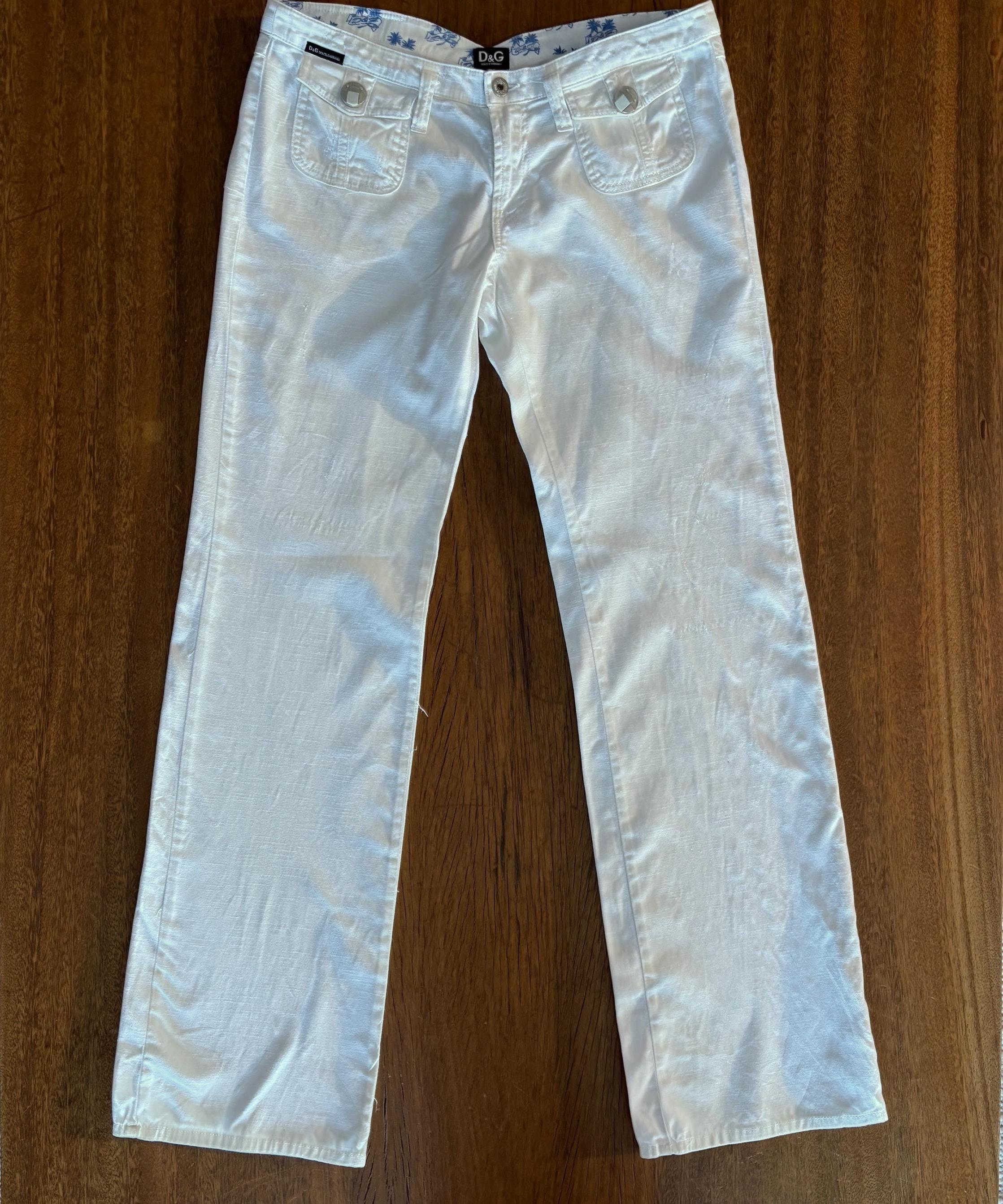 Vintage Y2K D&G Dolce Gabbana White Low Rise Bootcut Jeans - Etsy
