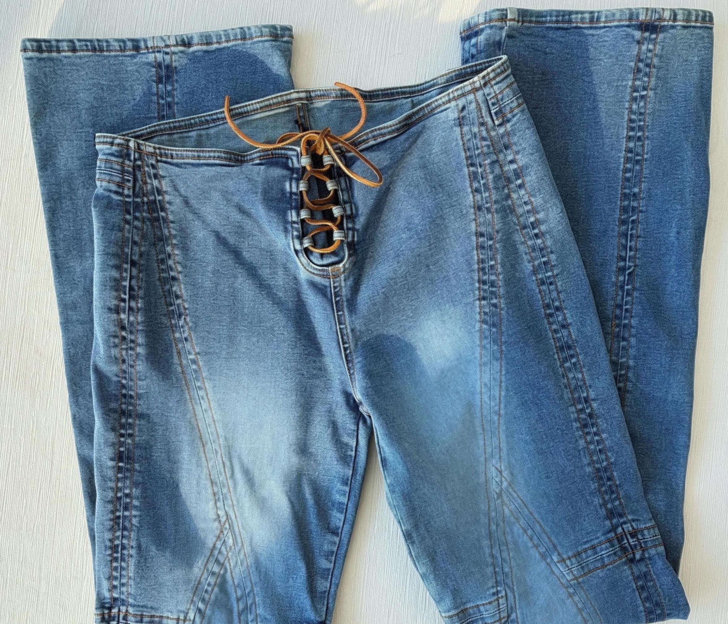 Y2k Jeans Lace Up - Etsy UK