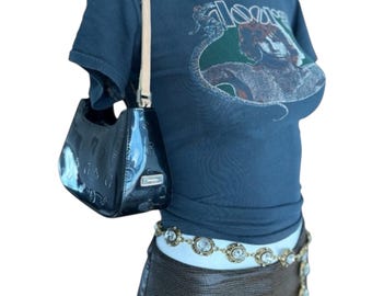 Y2K Guess Black Cloth Shoulder Bag Silver Hardware - Vintage Guess