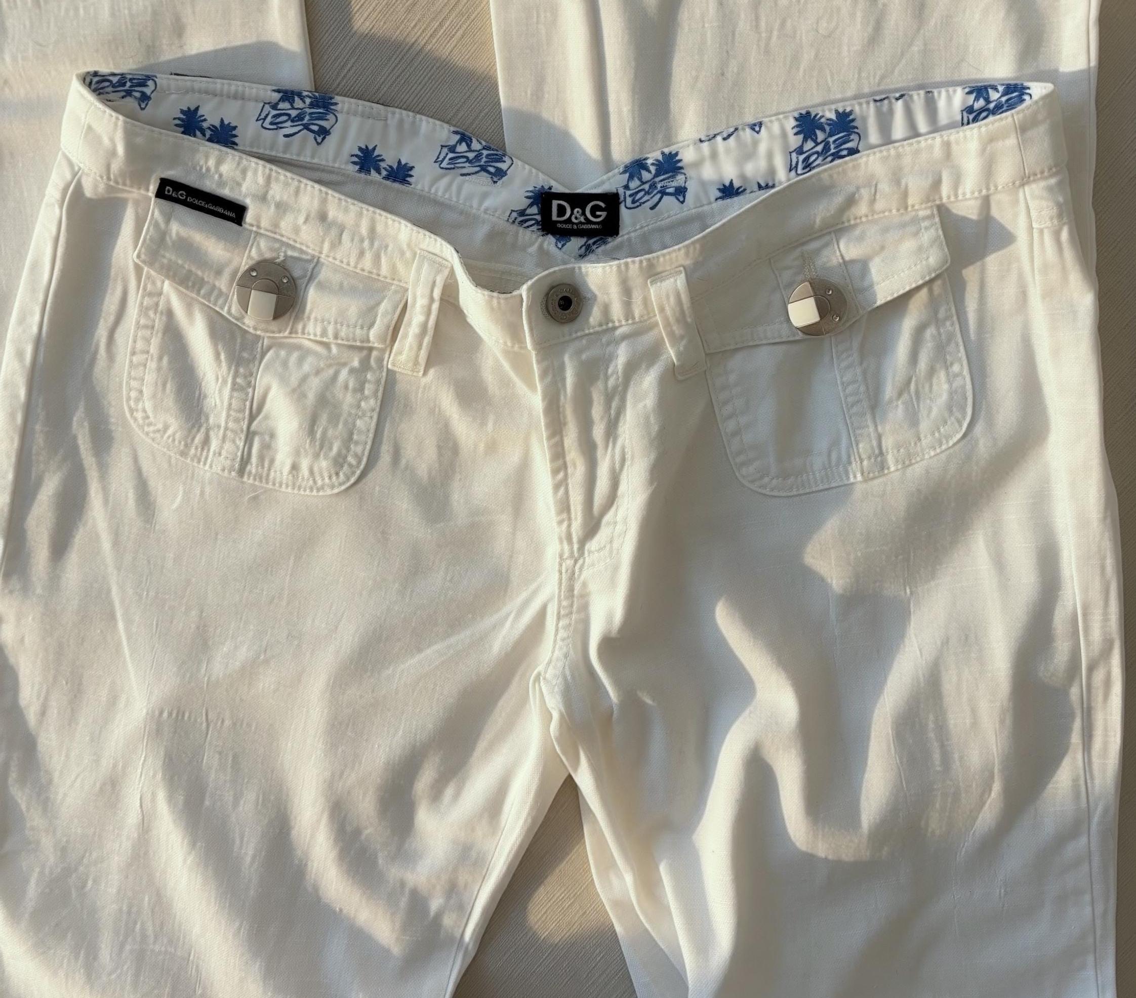 Vintage Y2K D&G Dolce Gabbana White Low Rise Bootcut Jeans - Etsy