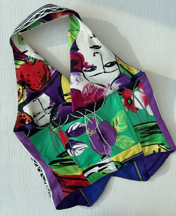 Versace Jeans Couture, Vintage Versace Jeans Couture S/S 1993 Halter Vest Gianni Era Medusa Made Italy