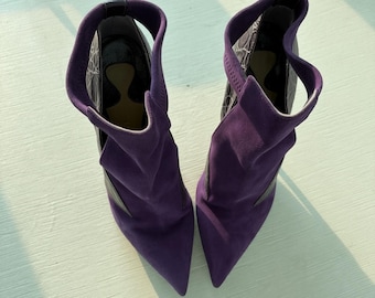 Vintage Chloé Purple Suede Archive Booties Made Italy EU38-7.5 US