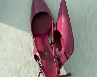 Vintage Prada Slingback-Pumps in Himbeerrosa, Größe EU 38, hergestellt in Italien