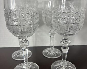4 copas de vino Bohemia hechas en Checoslovaquia, de cristal de plomo fino y estilo vintage.