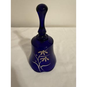 Fenton Blue Floral Pattern 6 3/4&quot; Bell With Original Tag