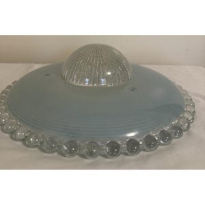 Vintage Blue Glass Flush Mount Ceiling Light Fixture Cover 1940&#39;s UFO